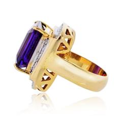 14K Yellow Gold Amethyst And Diamond Ring - 4442938