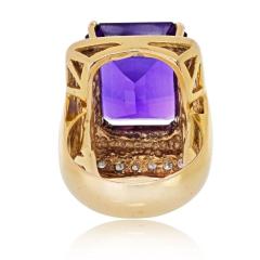 14K Yellow Gold Amethyst And Diamond Ring - 4442941