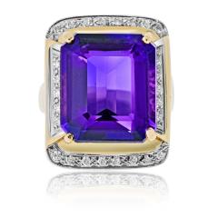 14K Yellow Gold Amethyst And Diamond Ring - 4444003