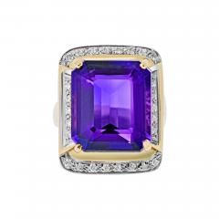 14K Yellow Gold Amethyst And Diamond Ring - 4444008