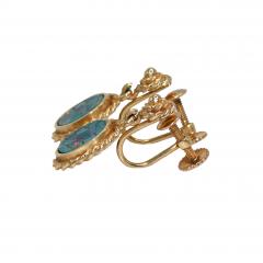 14K Yellow Gold Australian Opal Necklace Earrings Set - 4721713