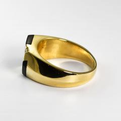 14K Yellow Gold Black Onyx Diamond Ring - 4525941