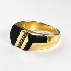 14K Yellow Gold Black Onyx Diamond Ring - 4525942