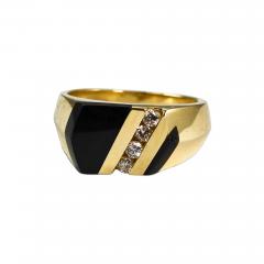 14K Yellow Gold Black Onyx Diamond Ring - 4527158