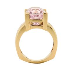14K Yellow Gold Custom Kunzite and Diamond Ring - 4616926
