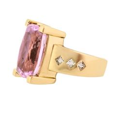 14K Yellow Gold Custom Kunzite and Diamond Ring - 4616928
