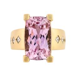 14K Yellow Gold Custom Kunzite and Diamond Ring - 4618761