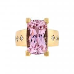 14K Yellow Gold Custom Kunzite and Diamond Ring - 4618767