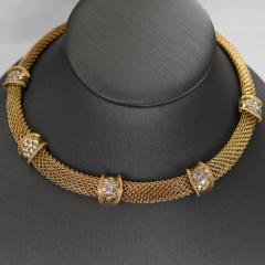 14K Yellow Gold Diamond Woven Link Necklace 3 00TDW - 4525680
