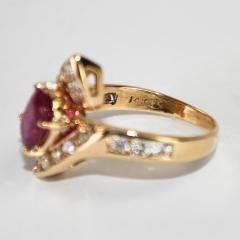 14K Yellow Gold GIA Certified Ruby Diamond Ring 6 2g - 4525795