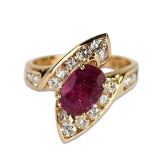 14K Yellow Gold GIA Certified Ruby Diamond Ring 6 2g - 4527272