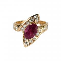 14K Yellow Gold GIA Certified Ruby Diamond Ring 6 2g - 4527293