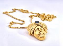 14K Yellow Gold Genie with Sapphire Studded Turban - 3849636