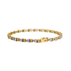 14K Yellow Gold Pear Shape Pale Lavender Tanzanite Bracelet - 4715105