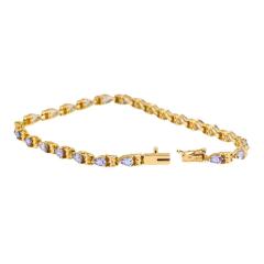 14K Yellow Gold Pear Shape Pale Lavender Tanzanite Bracelet - 4715107