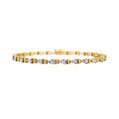 14K Yellow Gold Pear Shape Pale Lavender Tanzanite Bracelet - 4716694