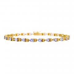 14K Yellow Gold Pear Shape Pale Lavender Tanzanite Bracelet - 4716706