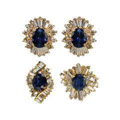 14K Yellow Gold Sapphire and Diamond Jewelry Set - 4727699