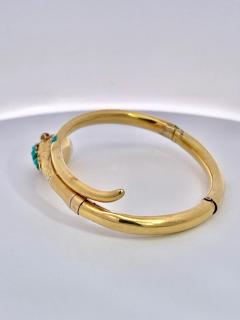 14K Yellow Gold Snake Bracelet Turquoise - 3477406