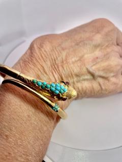 14K Yellow Gold Snake Bracelet Turquoise - 3477407