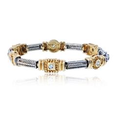 14K Yellow Gold Two Tone Diamond 0 30cttw Bracelet - 4511039
