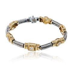 14K Yellow Gold Two Tone Diamond 0 30cttw Bracelet - 4511040
