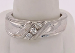 14Kt White Gold Three Diamond Ring 25 Total Diamond Weight - 2658579