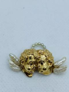 14k Gold and Pearl Angels Cherub Brooch Ruser - 4054627
