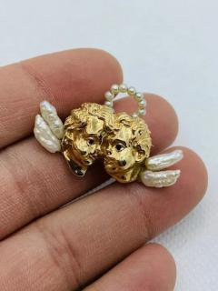14k Gold and Pearl Angels Cherub Brooch Ruser - 4054637