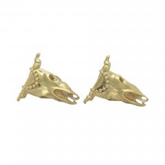 14k Solid Gold Dead Bull Cuff Links Signed Mignon Faget - 3610552