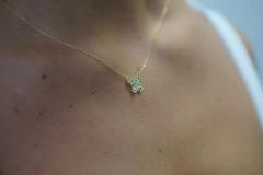 14k Solid Yellow Gold Tsavorite Butterfly Charm Floating Pendant Necklace - 3513027