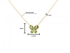 14k Solid Yellow Gold Tsavorite Butterfly Charm Floating Pendant Necklace - 3513028