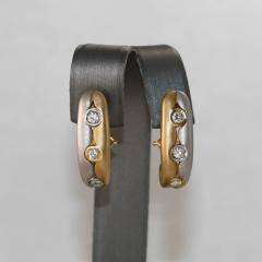 14k Two Tone 3 stone Diamond Hoop Earrings 0 60ctw - 4738172