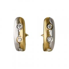 14k Two Tone 3 stone Diamond Hoop Earrings 0 60ctw - 4738573