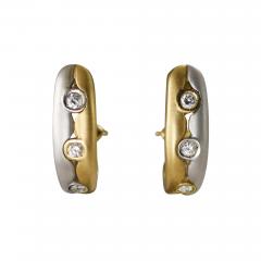 14k Two Tone 3 stone Diamond Hoop Earrings 0 60ctw - 4738602