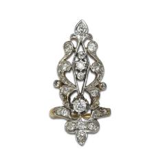 14k Yellow Gold Art Deco 1 0ct Diamond Women s Rare Long Ring Size 6 5 - 4384788