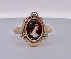 14k Yellow Gold Enamel Face of Athena - 3642807