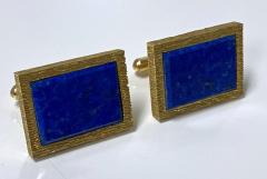 14kt yellow gold and lapis lazuli cufflinks circa 1970s - 2241699