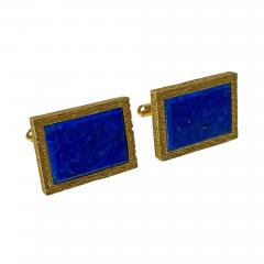 14kt yellow gold and lapis lazuli cufflinks circa 1970s - 2244647