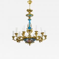 15 Light Gilt Bronze And Painted Porcelain Chandelier In The Louis XVI Style - 4788405