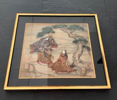 Framed Japanese Oshi-E Textile Art Meiji Period from a Large Set in 2023