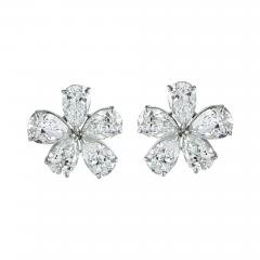 16 01CTTW GIA CERTIFIED D E COLOR PEAR CUT DIAMOND FLOWER STUD EARRINGS - 3539091