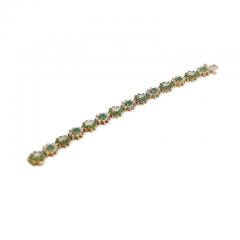 16 4 Carat Emerald Diamond Vintage Cluster Link Bracelet - 3876923