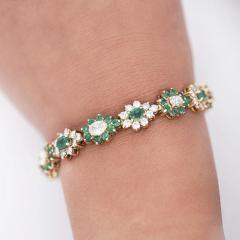 16 4 Carat Emerald Diamond Vintage Cluster Link Bracelet - 3876926