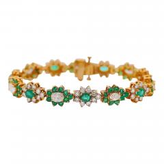 16 4 Carat Emerald Diamond Vintage Cluster Link Bracelet - 3883535