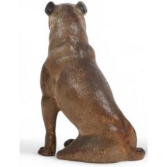 16 5 Antique Austrian Terracotta Pug Dog Sculpture W Glass Eyes - 4442969