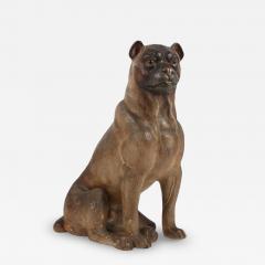 16 5 Antique Austrian Terracotta Pug Dog Sculpture W Glass Eyes - 4444147
