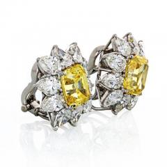 16 66 CARATS FANCY VIVID YELLOW EMERALD CUT HALO DIAMOND EARRINGS - 2227911