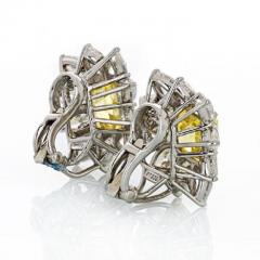 16 66 CARATS FANCY VIVID YELLOW EMERALD CUT HALO DIAMOND EARRINGS - 2227912