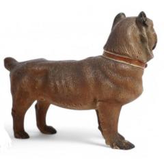 16 Antique Austrian Terracotta Standing Pug Dog Sculpture W Glass Eyes - 4442966